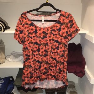lularoe perfect tee orange floral print